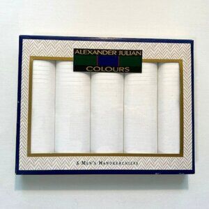 Alexander Julian Colours Cotton White Handkerchiefs - 5 Pack